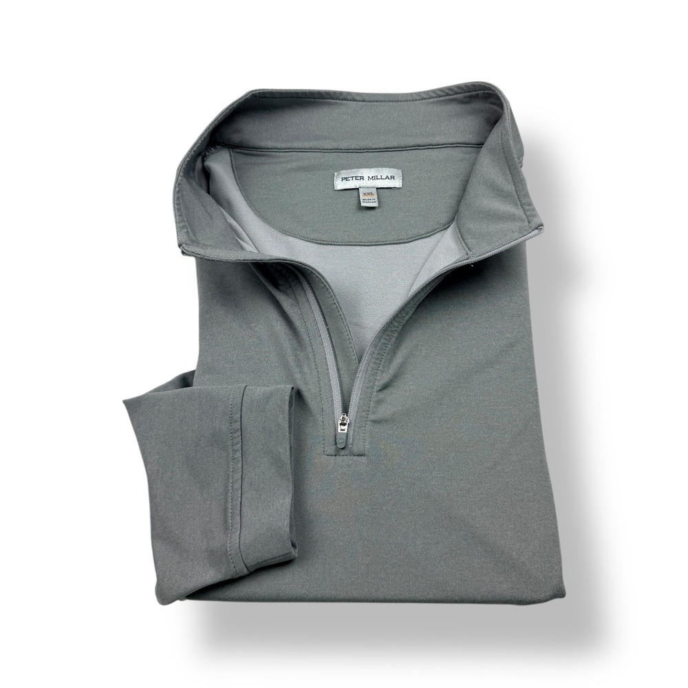 Peter Millar Mens Gray‎ Quarter Zip Pullover Sweatshirt XXL Performance Golf